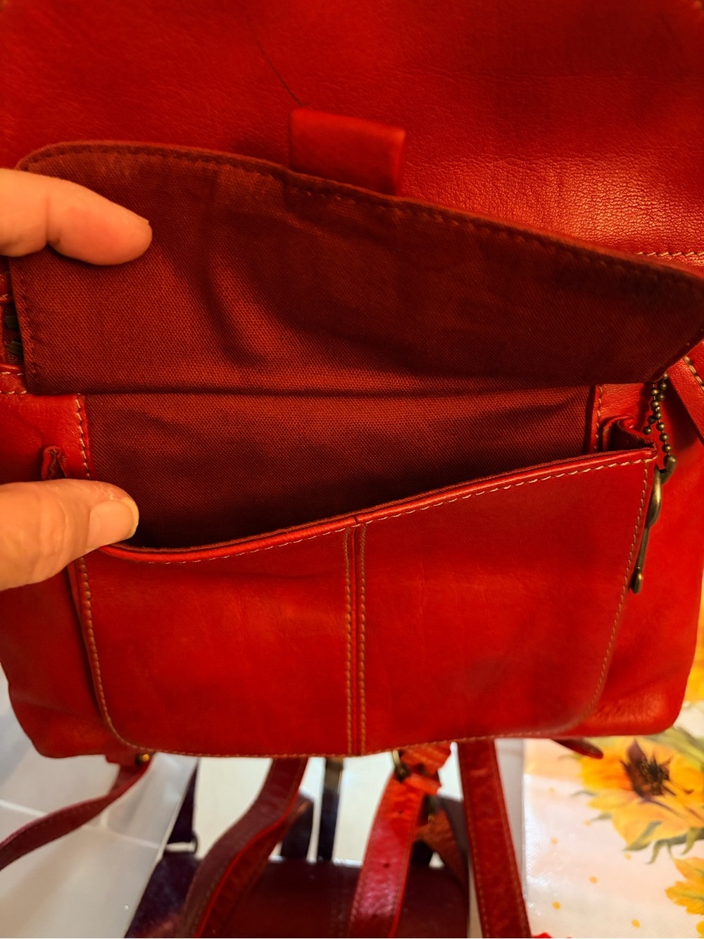 Fossil Red Leather Mini Backpack with Signature Key Charm - Picture 4 of 6